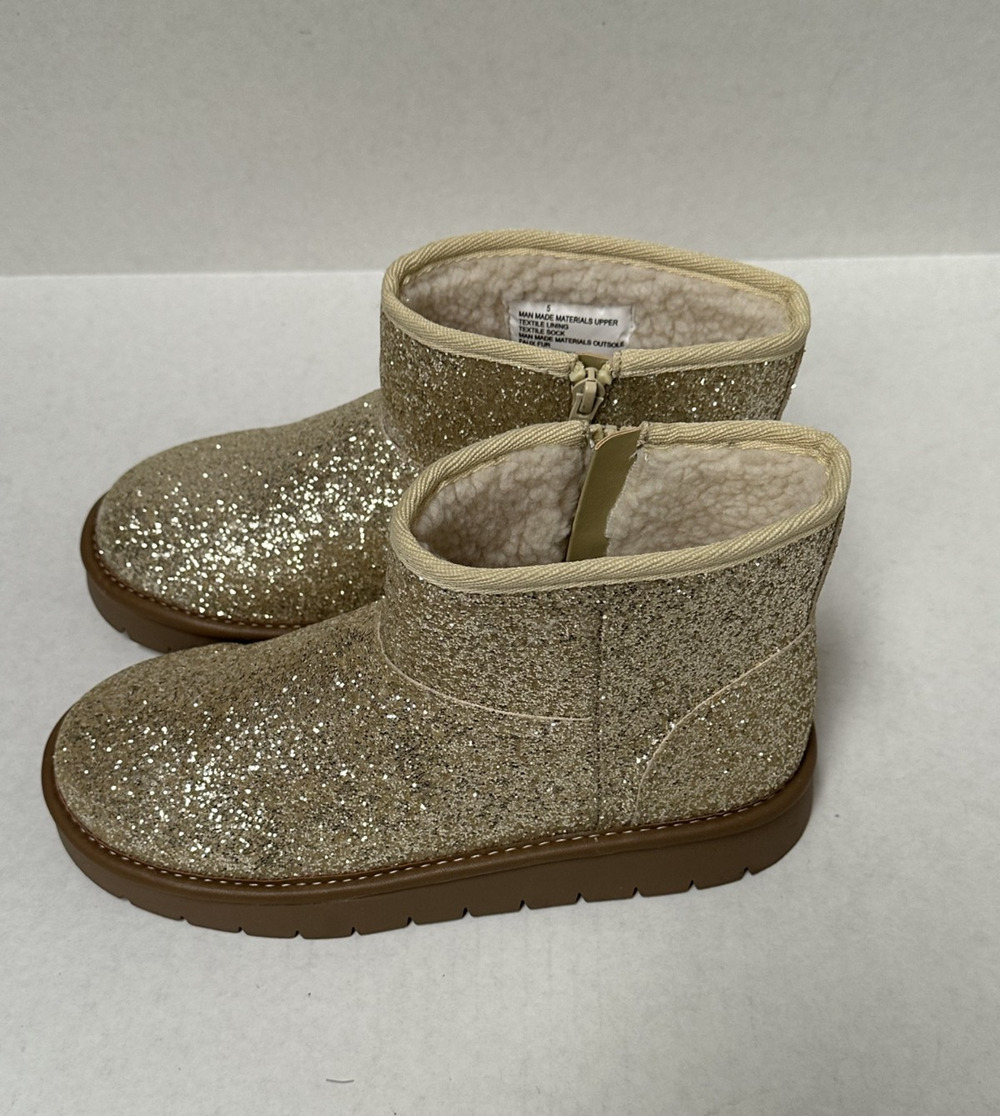Cat & Jack Girls' Honor Faux Suede Style Boots Gold Size 5